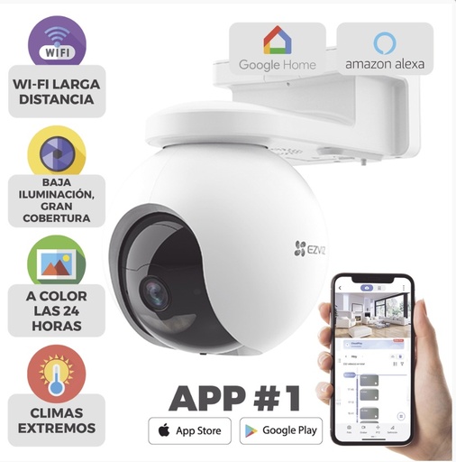 [HB8] Camara PT / Wi-Fi / Con Bateria Recargable (Sin Cables) / 2K Plus (4 Megapixel) / Compatible con Panel Solar CS-CMT-SOLARPANEL-C﻿ / Seguimiento Inteligente / Visión Nocturna a Color / Detección humana / Exterior